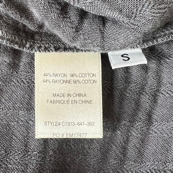 Cloth & Stone Long Sleeve Braided Back Plaid Top Blue Gray Small - Picture 9 of 10